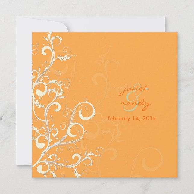 Invitation Flourdissements/tourbillons feuilles/orange (Devant)