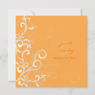 Invitation Flourdissements/tourbillons feuilles/orange