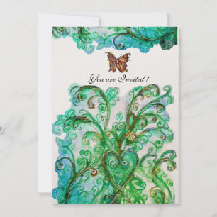 Invitation FLOURIS FANTASQUES bleu vert champagne vif