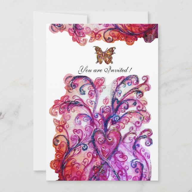 Invitation FLOURIS FANTASQUES rouge rose violet blanc (Devant)