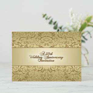 Invitation Flourish Golden 50e Anniversaire de Mariage