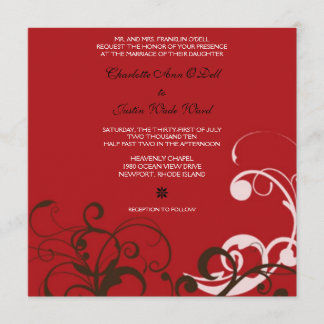 Invitation flourish ; mariage rouge