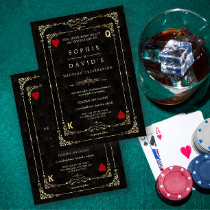 Invitation Flourish Or Art Déco Casino Vegas Poker Mariage