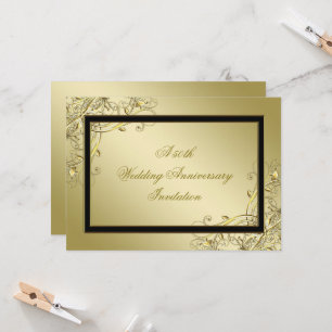 Invitation Flourish Or Noir 50e Anniversaire de Mariage