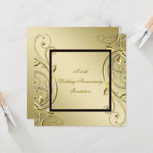 Invitation Flourish Or Noir 50e Anniversaire de Mariage