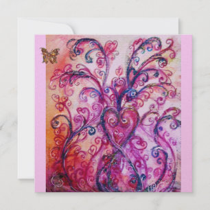 Invitation FLOURISHES CAPRICIEUSES rouge rose violet or brill