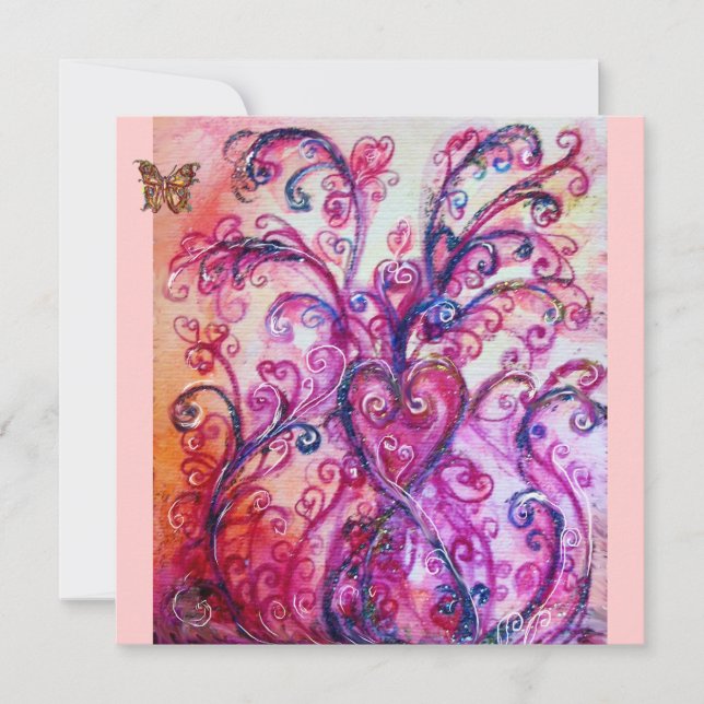 Invitation FLOURISHES CAPRICIEUSES rouge vif, rose, violet (Devant)