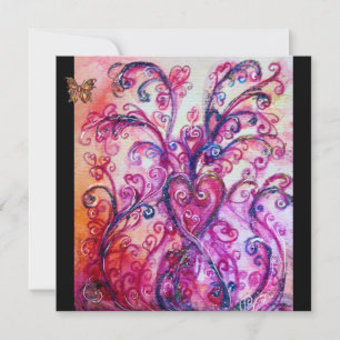 Invitation FLOURISHES CAPRICIEUSES rouge vif, rose, violet, n