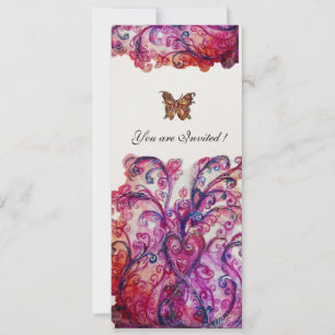 Invitation FLOURISSEMENTS FANTAISISTES rouge rose violet blan