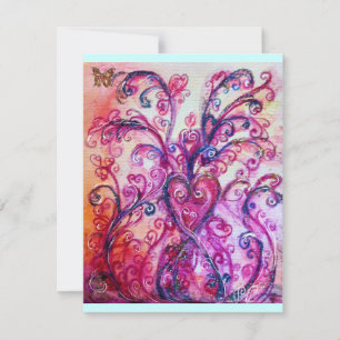 Invitation FLOURISSEMENTS FANTAISISTES rouge vif, rose, viole