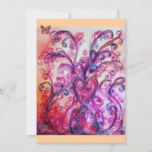 Invitation FLOURISSEMENTS FANTAISISTES rouge vif, rose, viole