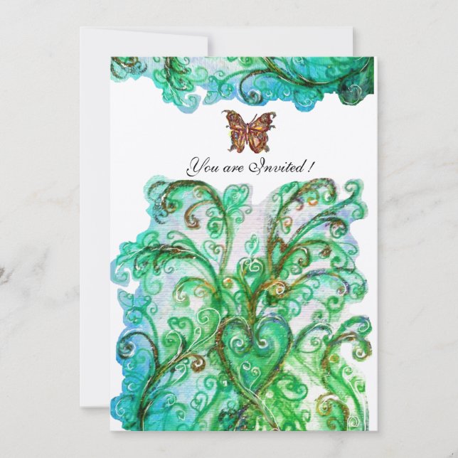 Invitation FLOURISSES FANTAISISTES bleu vert champagne vif (Devant)