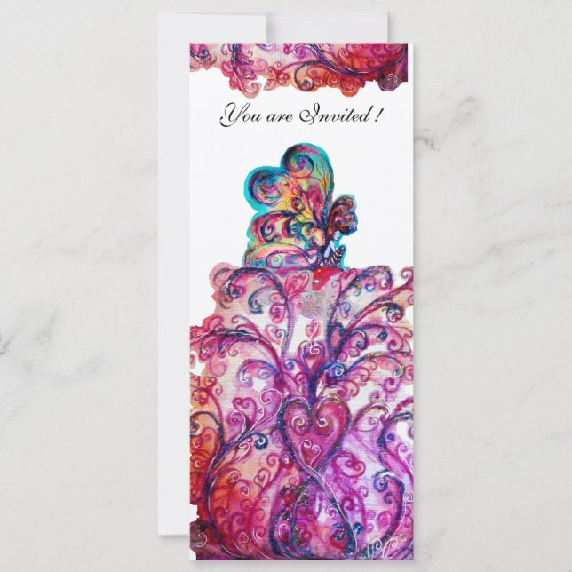 Invitation FLOURISSES FANTAISISTES ET PETIT ELF violet,rouge, (Devant)