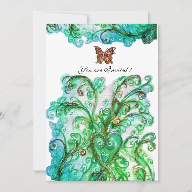 Invitation FLOURITURES FANTAISISTES bleu vert blanc brillant (Devant)