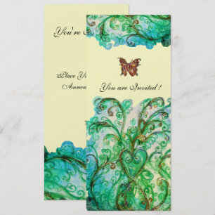 Invitation FLOURITURES FANTAISISTES Bleu Vert Blanc Perle Bri