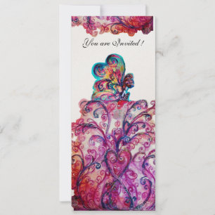 Invitation FLOURITURES FANTAISISTES ET PETIT ELF violet,rouge