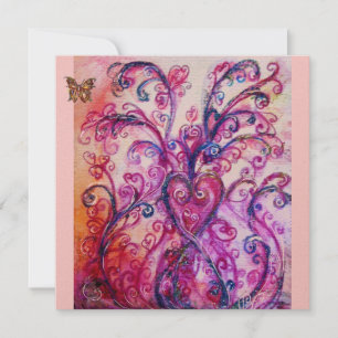 Invitation FLOURITURES FANTAISISTES rouge rose violet or bril