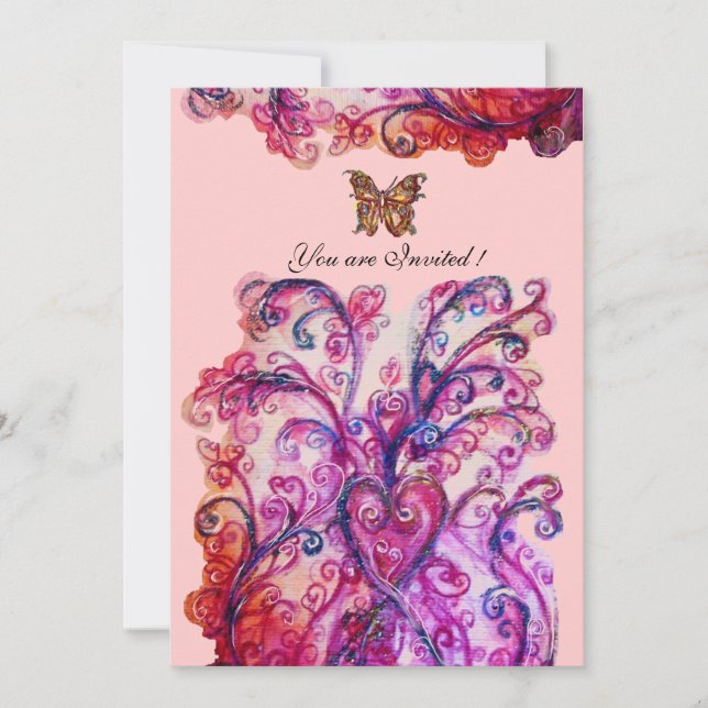 Invitation FLOURITURES FANTAISISTES rouge rose violet vif (Devant)