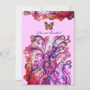 Invitation FLOURITURES FANTAISISTES rouge rose violet vif