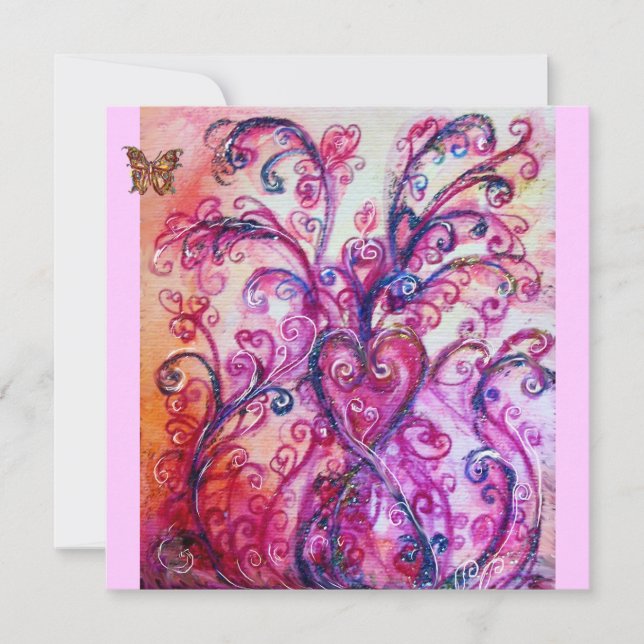 Invitation FLOURITURES FANTAISISTES rouge vif, rose, violet (Devant)