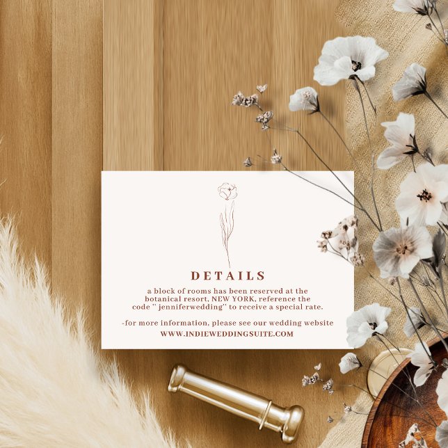 Invitation Flower Boho Terracotta mariage Détails botanique (Créateur téléchargé)