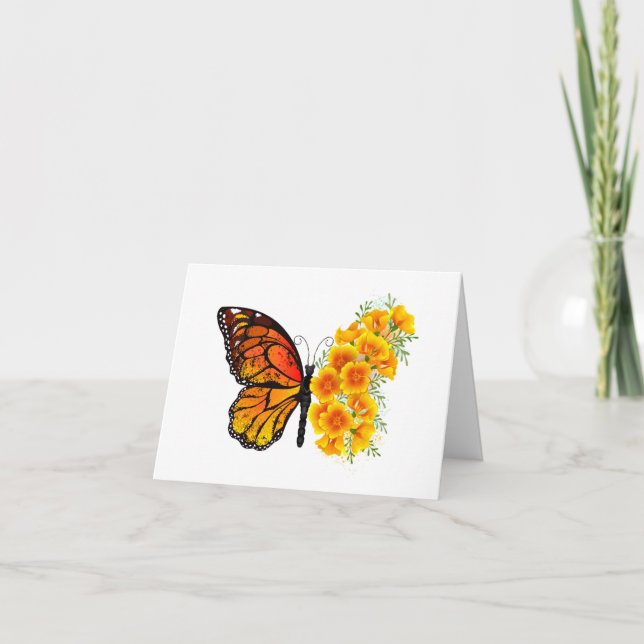 Invitation Flower Butterfly with Yellow California Poppy (Devant)