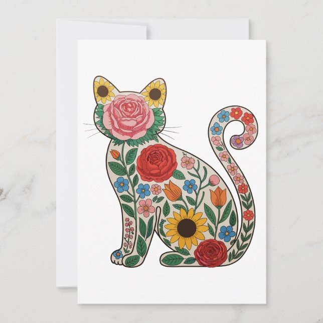 Invitation Flower Cat Wildflowers Kitten Lover (Devant)