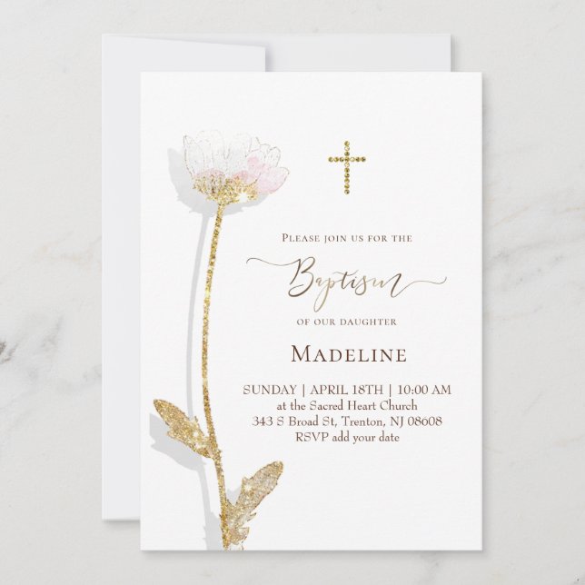 Invitation  flower design Baptism (Devant)