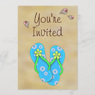 Invitation Flower Flip Flops, Coquillages et Sable Anniversai