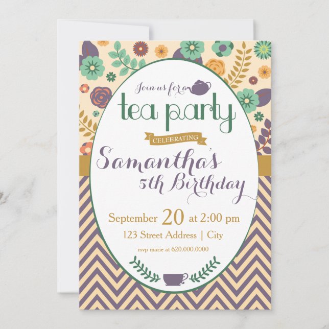 Invitation Flower Garden Tea Party (Devant)
