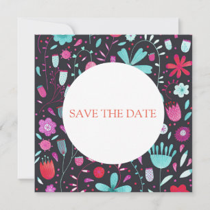 Invitation Flower Meadow Watercolor Dark Enregistrer la date