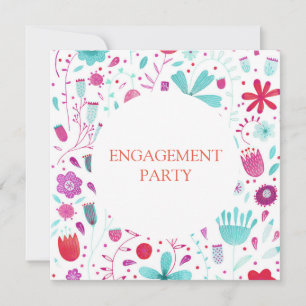 Invitation Flower Meadow Watercolor Partie Turquoise d'engage