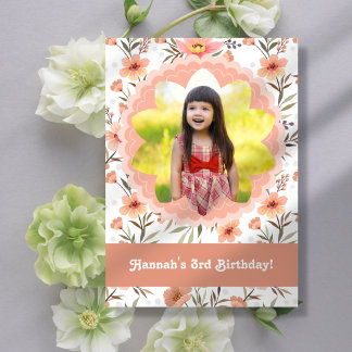 Invitation Flower Photo fête d'anniversaire