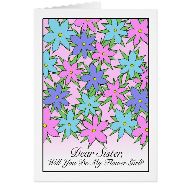 Invitation Flower pour Soeur, Fleurs Pastel (Devant)