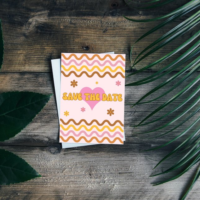 Invitation Flower Power 60's 70's Retro Enregistrer la date (Créateur téléchargé)