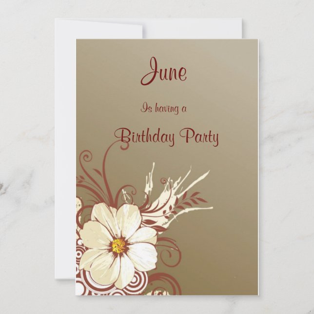 Invitation Flower Scroll Joyeux anniversaire (Devant)