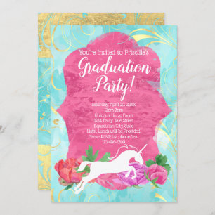 Invitation Flower Unicorn Imaginaire Equestrian Graduan Party