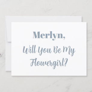 Invitation Flowgirl Nom personnalisé Dusty Blue Mariage blanc
