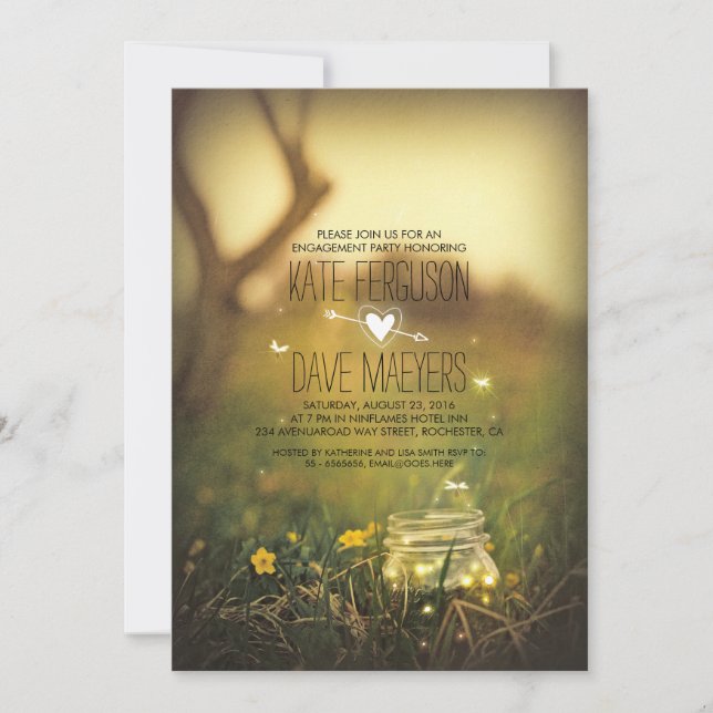 Invitation Flucioles Mason Jar Jardin Rustique (Devant)