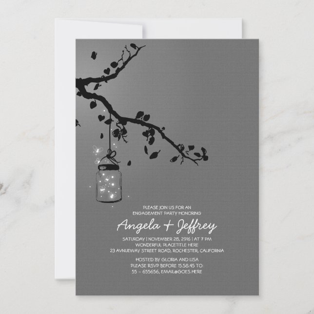 Invitation Flucioles romantiques mason jar fifief (Devant)