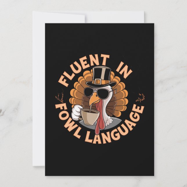Invitation Fluent in Fowl Language Drôle Design pour poulet (Devant)
