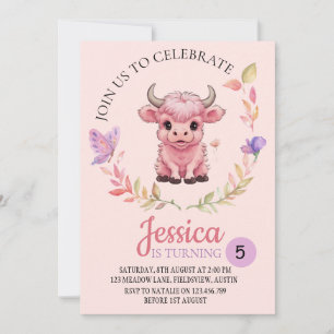 Invitation Fluffy Rose Highlands Scottish Cow