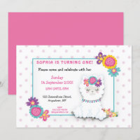 Fluffy White Llama Polka Dot Premier anniversaire