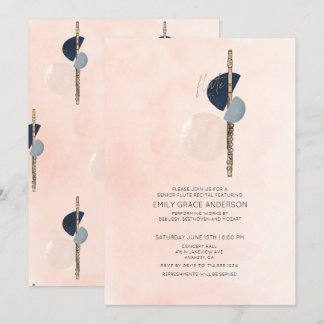 Invitation Flute Considérant Abstrait Blush Pink & Blue Gold