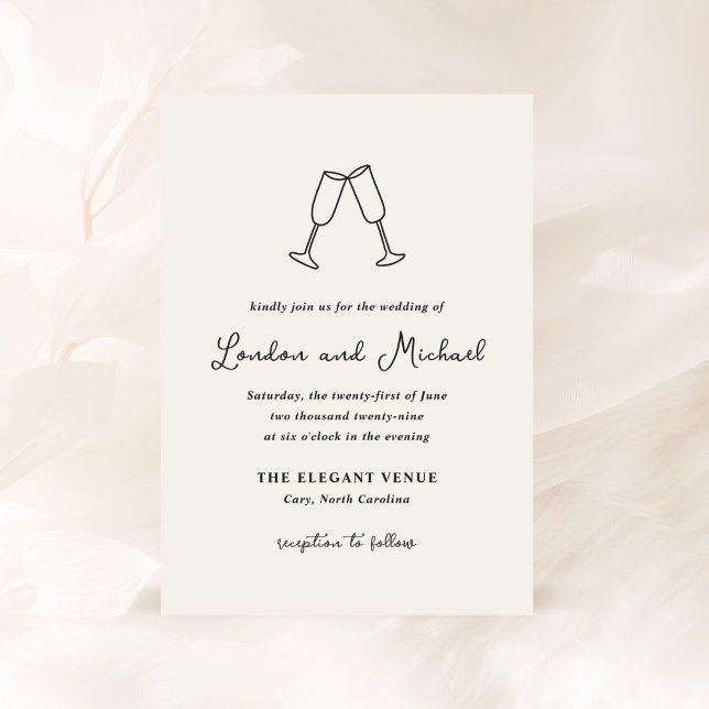 Invitation Flûtes à main Doodle Mariage moderne (Créateur téléchargé)