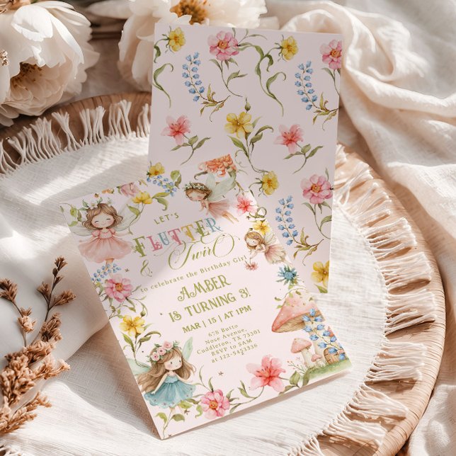Invitation Flutter and Twirl Fairy Any Age Princess Birthday (Créateur téléchargé)