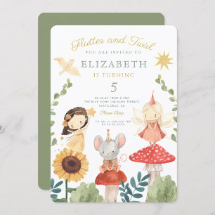 Invitation Flutter et tourbillon Enchanted Fée Anniversaire