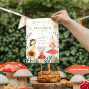 Invitation Flutter et tourbillon Enchanted Fée Anniversaire