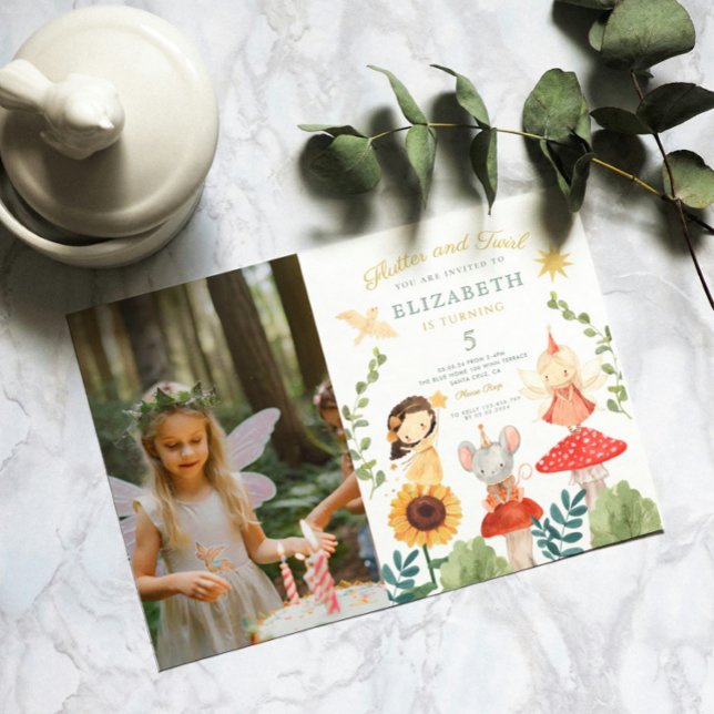 Invitation Flutter et tourbillon Photo Enchanted Fée Annivers (Créateur téléchargé)