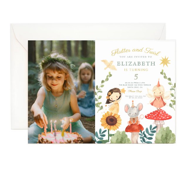 Invitation Flutter et tourbillon Photo Enchanted Fée Annivers (Créateur téléchargé)